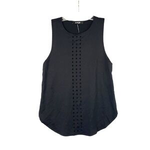 Energie Tank Top Sleeveless Laser Cutout Casual Black Shirt Workout‎ Size L NWT